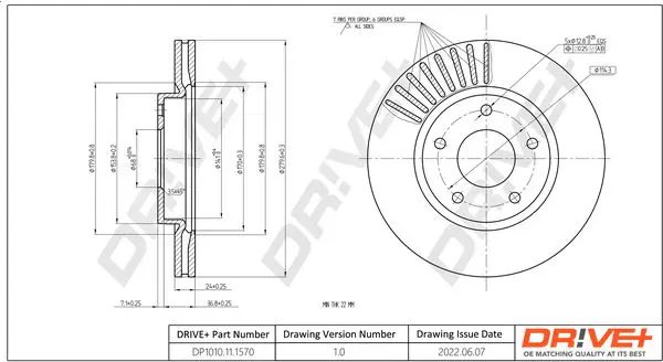 Drive+ DP1010111570 Тормозной диск