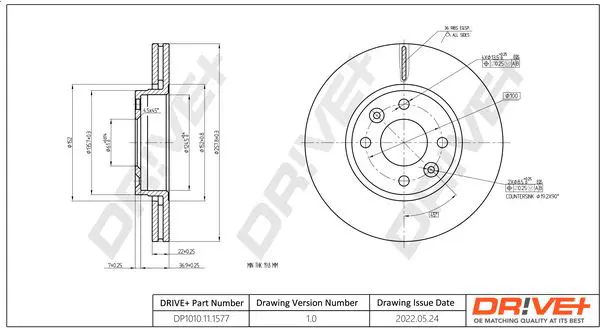 Drive+ DP1010111577 Тормозной диск