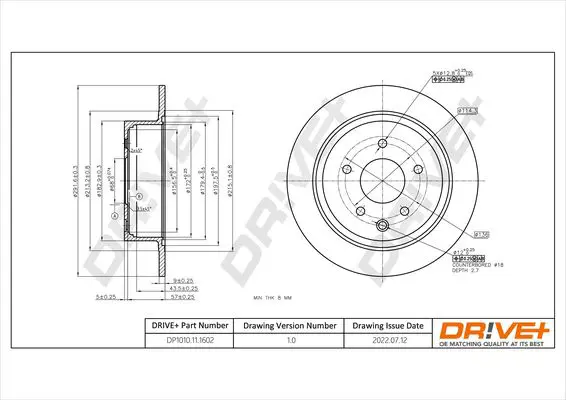 Drive+ DP1010111602 Тормозной диск