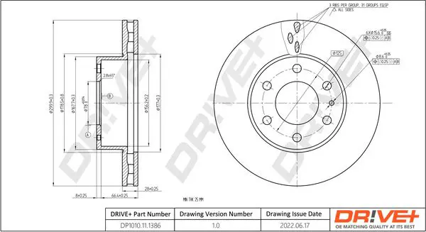 Drive+ DP1010111386 Тормозной диск