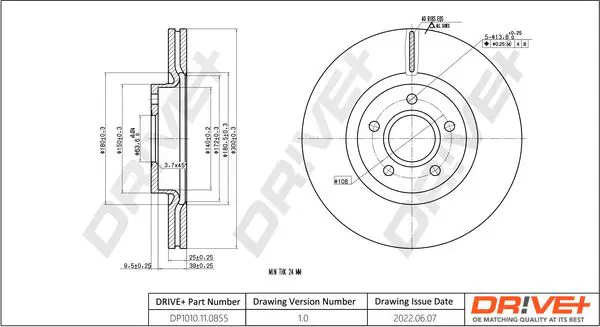 Drive+ DP1010110855 Тормозной диск