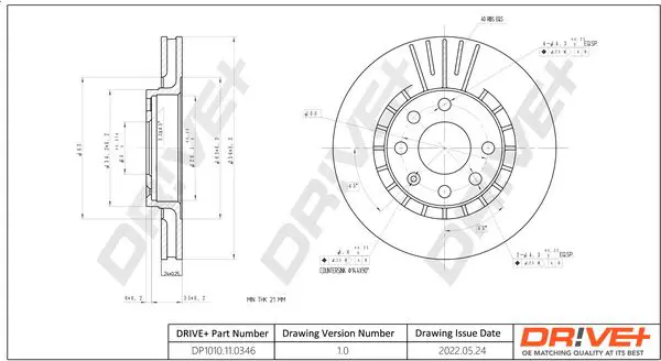 Drive+ DP1010110346 Тормозной диск