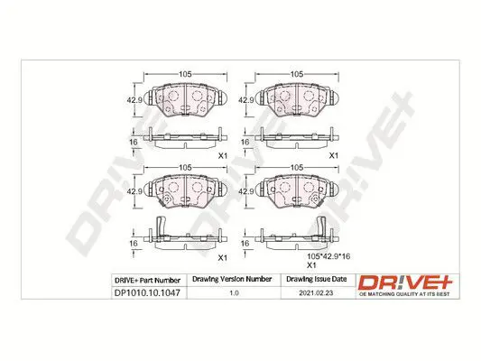 Drive+ DP1010101047 Комплект тормозных колодок,
