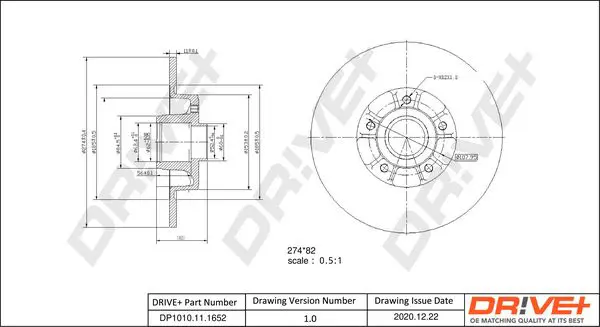 Drive+ DP1010111652 Тормозной диск