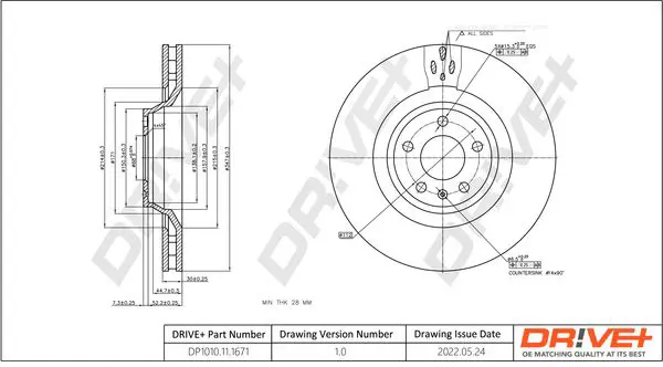 Drive+ DP1010111671 Тормозной диск