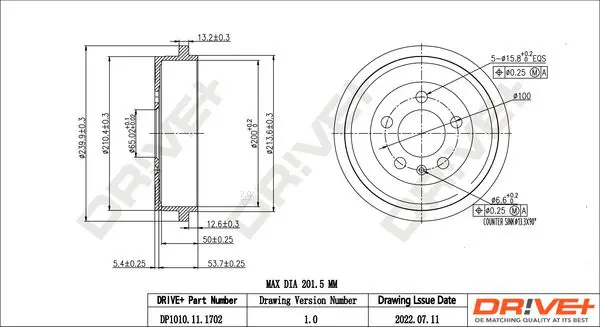 Drive+ DP1010111702 Тормозной барабан