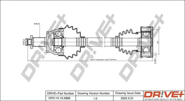 Drive+ DP2110100886 Приводной вал