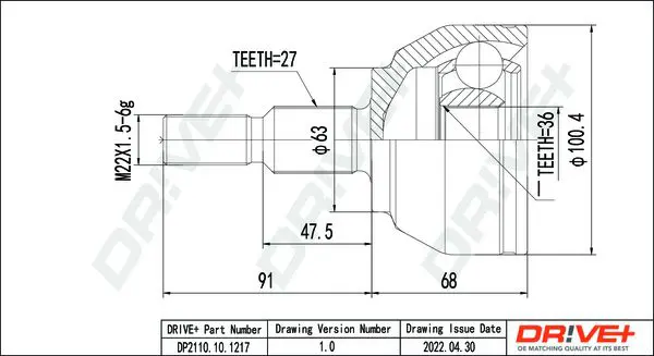 Drive+ DP2110101217 Joint Kit, drive shaft