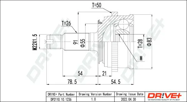 Drive+ DP2110101236 Joint Kit, drive shaft