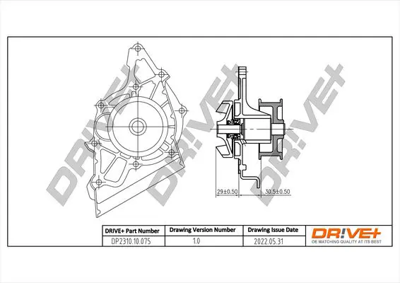 Drive+ DP231010075 Water Pump, engine cooling