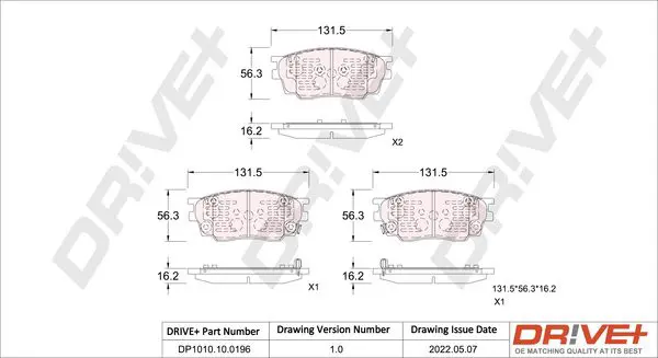 Drive+ DP1010.10.0196 Комплект тормозных колодок,