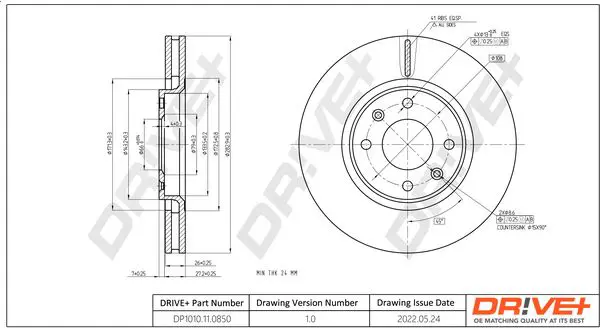 Drive+ DP1010110850 Тормозной диск