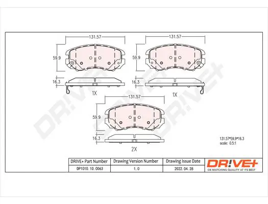 Drive+ DP1010.10.0063 Комплект тормозных колодок,