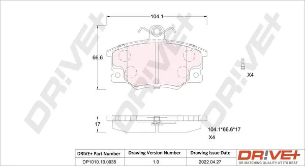 Drive+ DP1010100935 Комплект тормозных колодок,