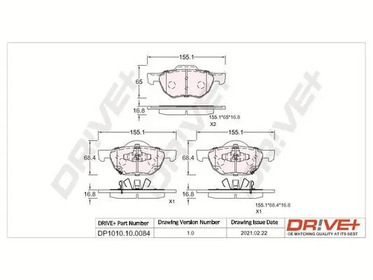 Drive+ DP1010100084 Комплект тормозных колодок,