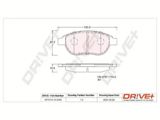 Drive+ DP1010100849 Комплект тормозных колодок,