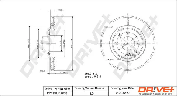 Drive+ DP1010110778 Тормозной диск