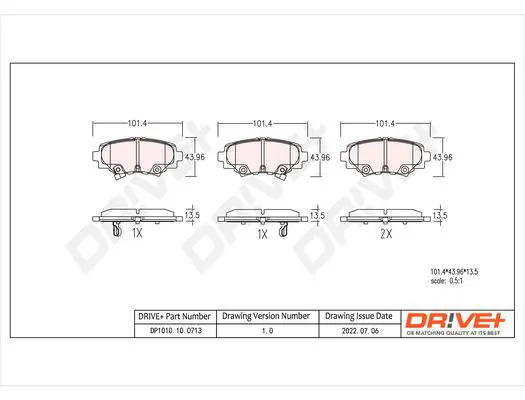 Drive+ DP1010100713 Комплект тормозных колодок,
