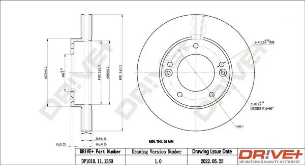 Drive+ DP1010111359 Тормозной диск
