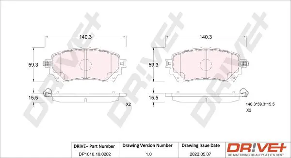 Drive+ DP1010100202 Комплект тормозных колодок,