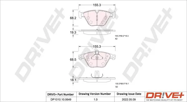 Drive+ DP1010100649 Комплект тормозных колодок,