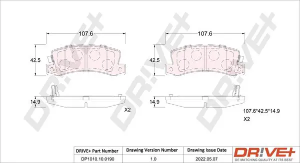 Drive+ DP1010100190 Комплект тормозных колодок,