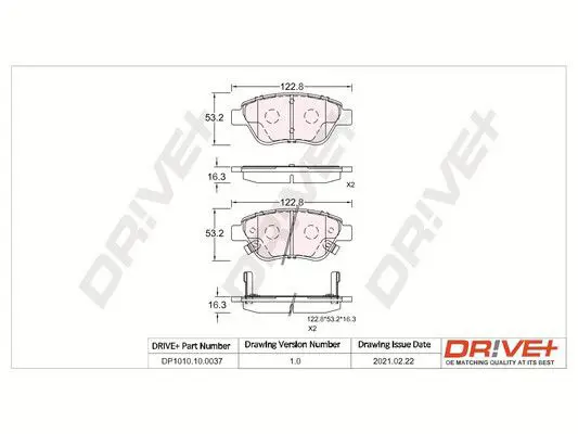 Drive+ DP1010100037 Комплект тормозных колодок,