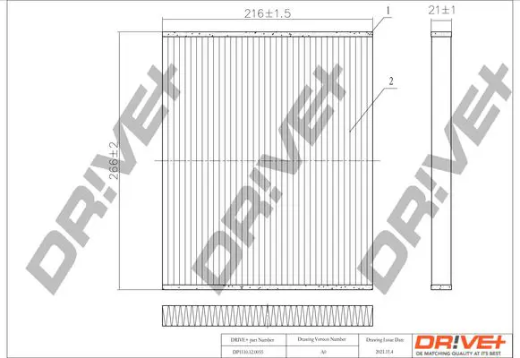 Drive+ DP1110120055 Фильтр, воздух во внутренном