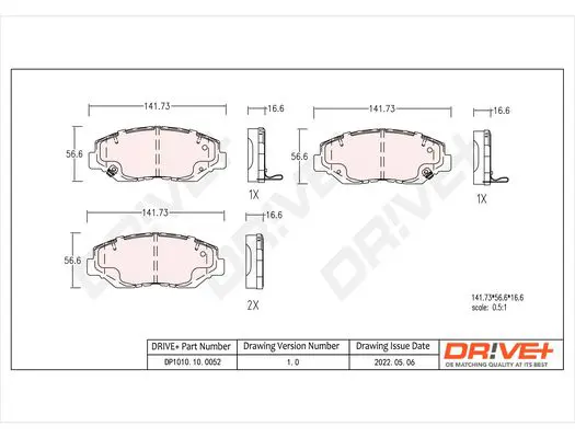 Drive+ DP1010100052 Комплект тормозных колодок,