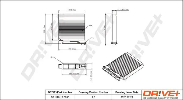 Drive+ DP1110120050 Фильтр, воздух во внутренном
