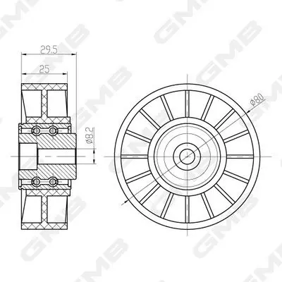 GTC0560 Ролик приводного ремня натяжной