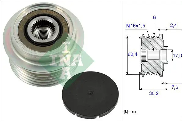 535 0238 10 Шкив генератора Toyota Yaris