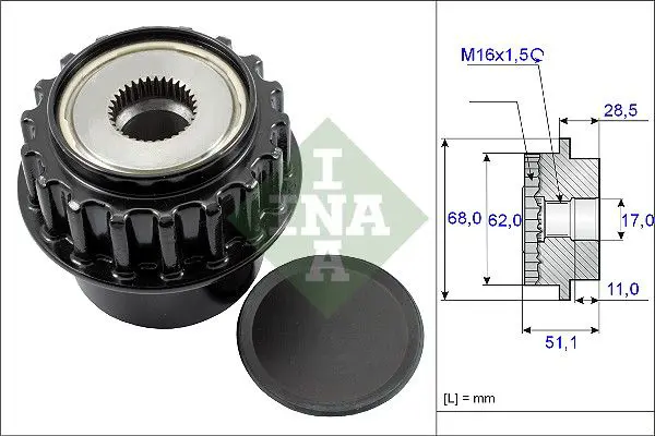 Ina 535017510 Шкив генератора Volvo S80