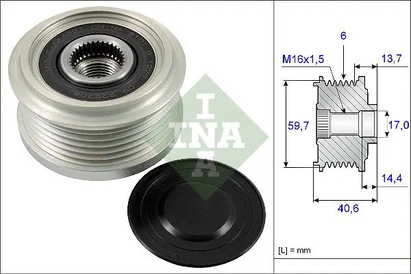 Ina 535022810 Шкив генератора Opel Astra