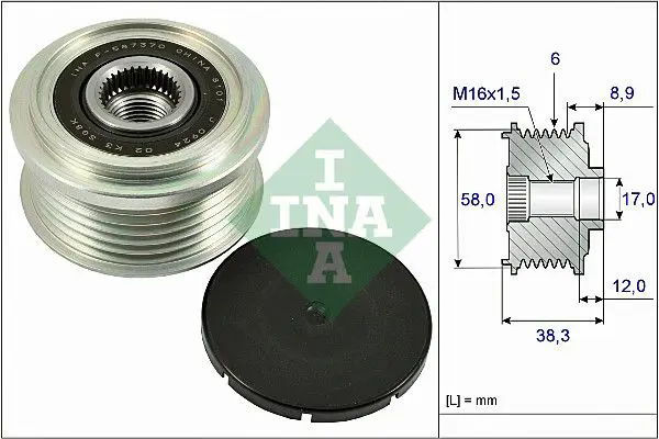 535 0266 10 Шкив генератора KIA. HUYNDAI