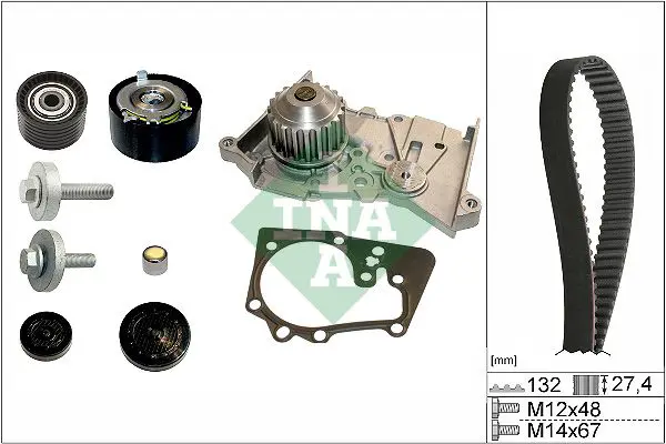 INA 530063930 Комплект ГРМ с помпой