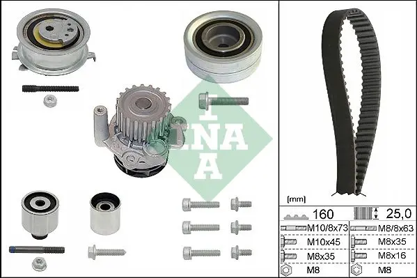 Ina 530055032 Комплект ГРМ с насосом AUDI A4