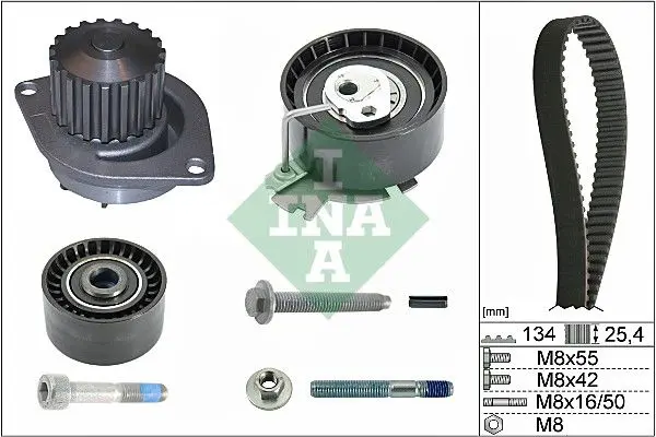Ina 530037930 Комплект ГРМ с водяным насосом