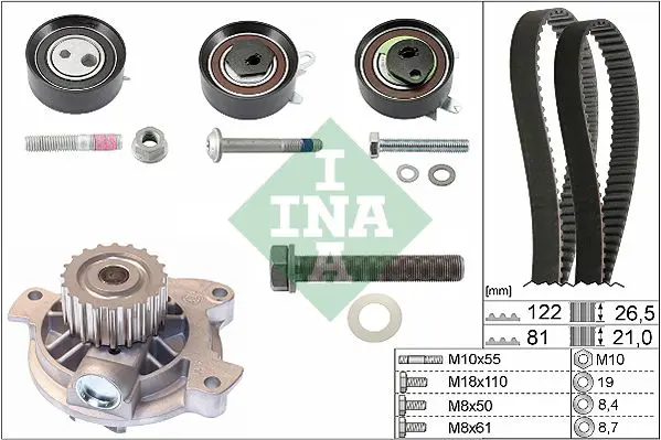 Ina 530048430 Комплект ГРМ с водяным насосом