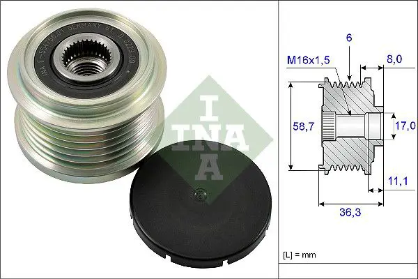 Ina 535016010 Шкив генератора FORD TRANSIT