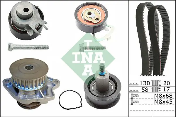 Ina 530053830 Комплект ГРМ с водяным насосом