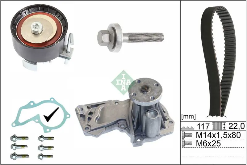 Ina 530060530 Комплект ГРМ с насосом FORD