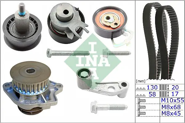 Ina 530008931 Комплект ГРМ с водяным насосом