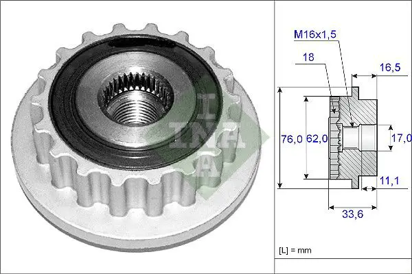 Ina 535011810 Шкив генератора VW TRANSPORTER