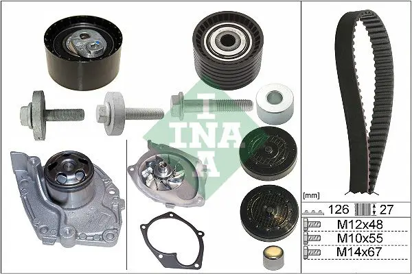 Ina 530063830 Комплект ГРМ с водяным насосом