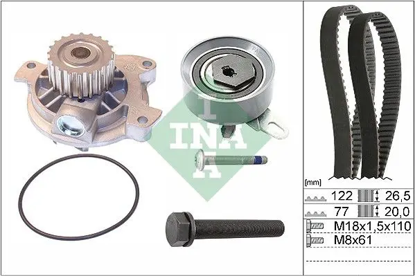Ina 530040630 Комплект ГРМ с водяным насосом