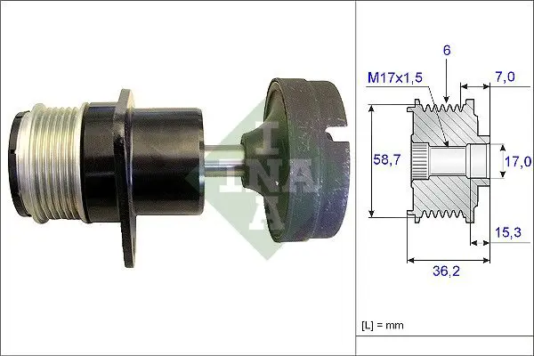Ina 535015710 Шкив генератора с валом FORD:
