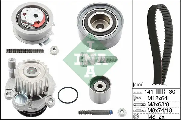 Ina 530046330 Комплект ГРМ с водяным насосом