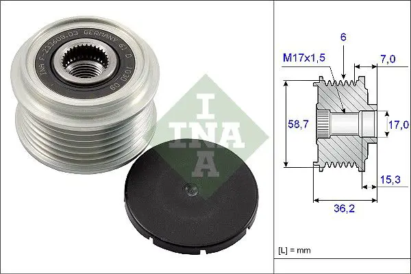Ina 535009810 Шкив генератора FORD FOCUS II,