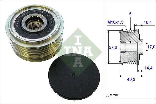 Ina 535018710 Шкив генератора KIA. HUYNDAI